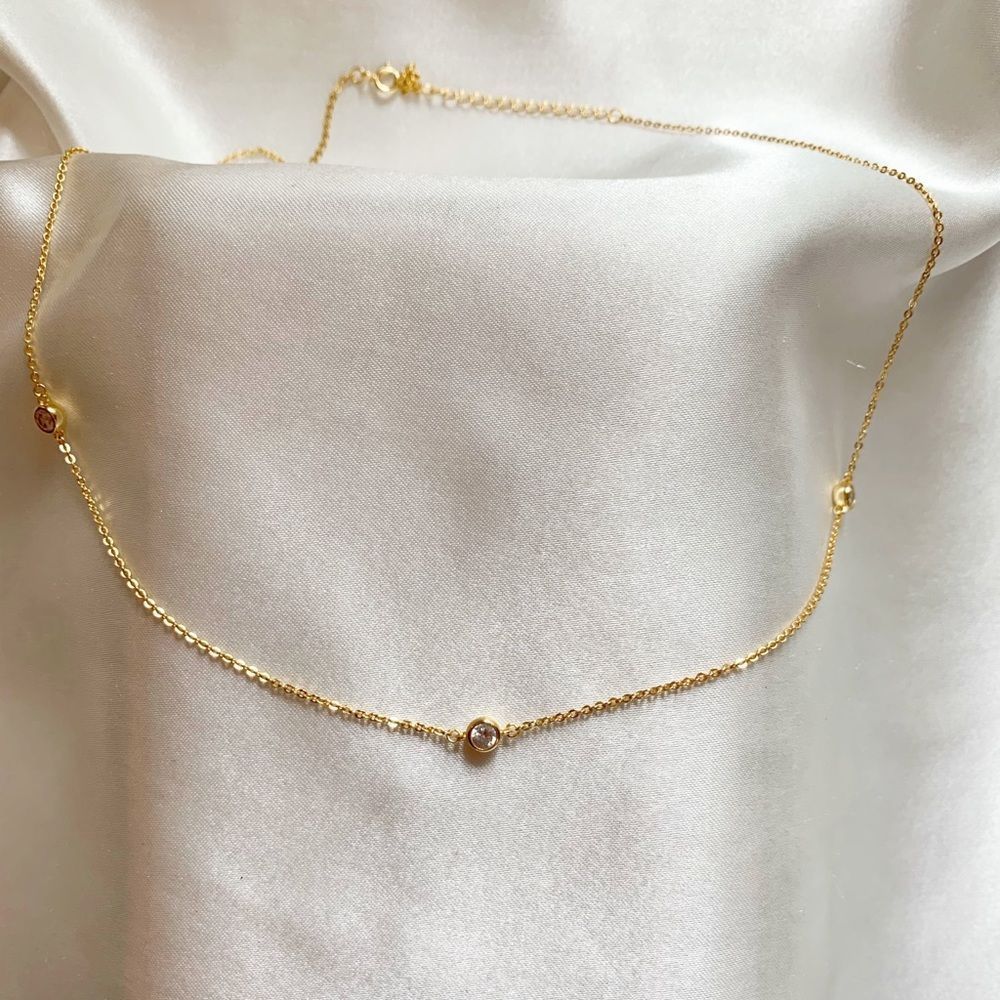Livie 14K Gold Plated 3 Bezel Necklace
